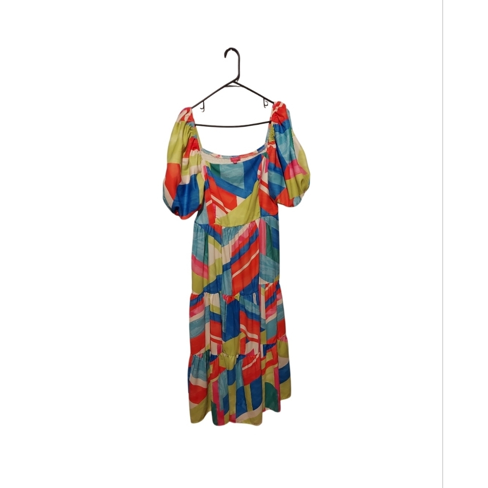 Flying Tomato Midi Dress Large Abstract Boho Peasant Babydoll Milkmaid Lagenlook